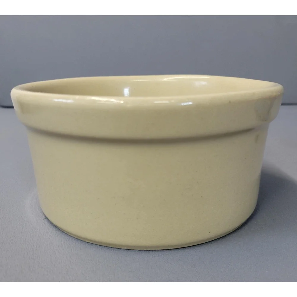 Robinson Ransbottom Pottery Stoneware Ramekin Custard Cup Beige Round Bowl Crock